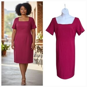 MM Lafleur Noa Dress Womens Plus Size 16 Magenta Red Pink Workwear Career Office